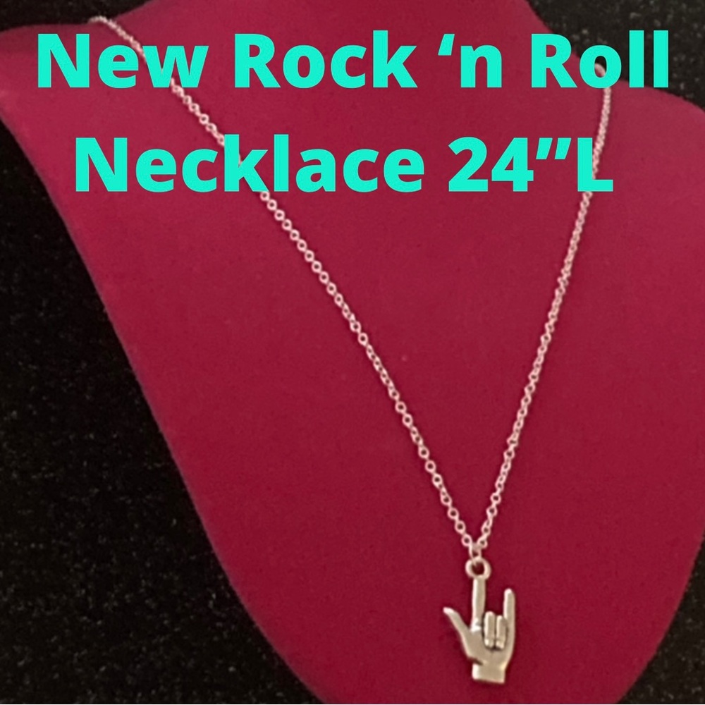 Rock n Roll Sterling Silver 925 Necklace Devil Horns Metal Horns Rave Emo Egirl